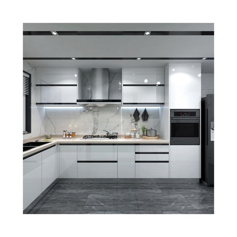 Mobili da cucina moderni ad alto lucido con materiale per porte HDF e finitura in finitura/lacchia