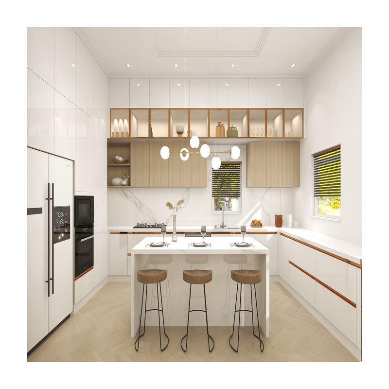 Moderni armadi di cucina di lusso con trattamento superficiale con lacca e vantaggio di pulizia facile