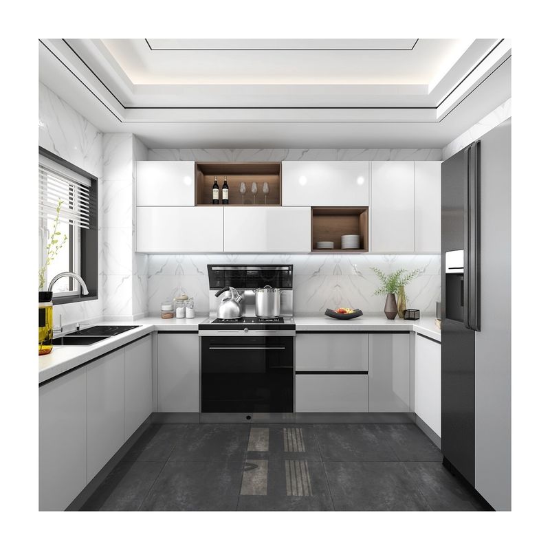 Moderno stile di design Gloss Carcase Materiale Custom High End Cucina Armadio con Blum Hardware