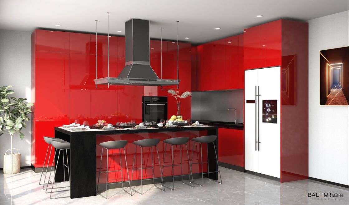 Moderno stile di design Gloss Carcase Materiale Custom High End Cucina Armadio con Blum Hardware