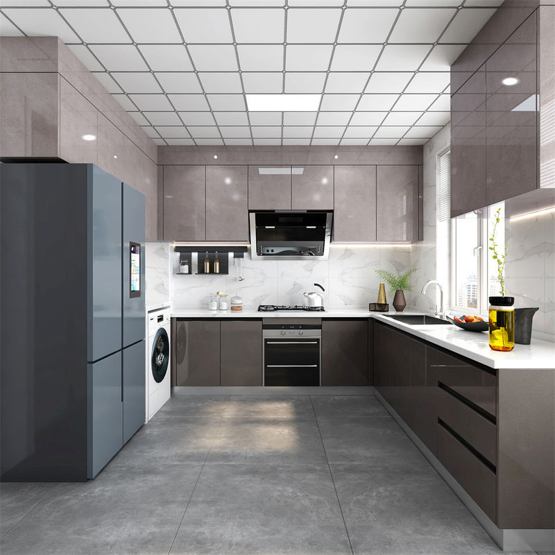 Moderno design YALIG Armadi da cucina in legno di colore opaco con cassetti in bianco e nero