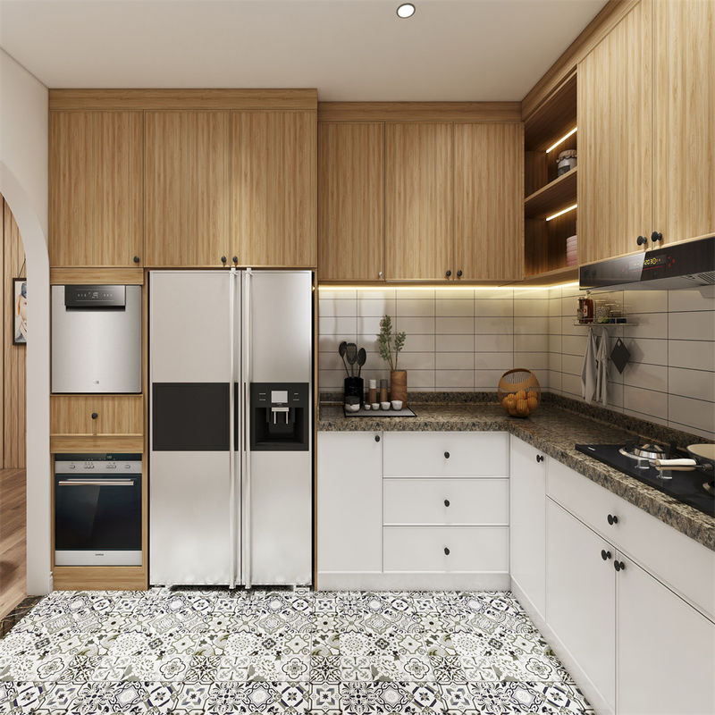 Moderno design YALIG Armadi da cucina in legno di colore opaco con cassetti in bianco e nero