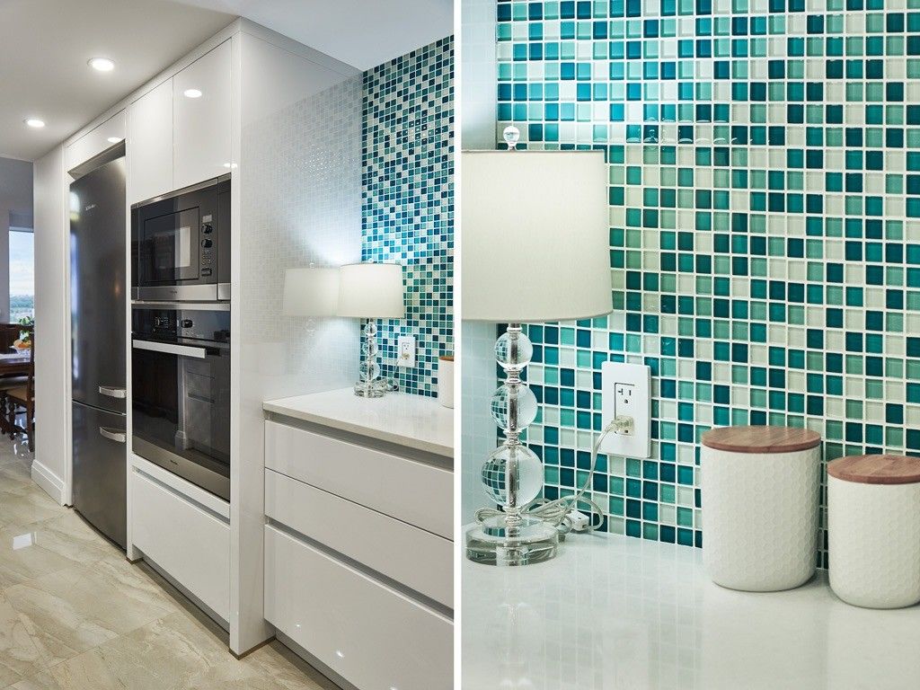 Armadio da cucina colorato gloss personalizzato per una facile pulizia in appartamenti popolari con mobili