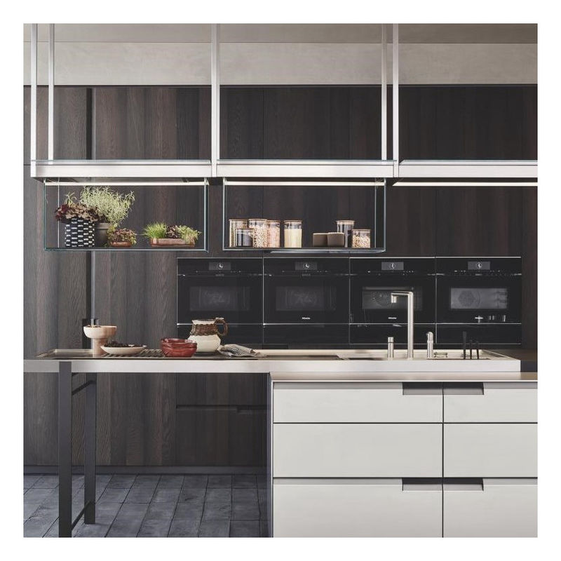 Armadi di cucina modulari 2024 colore di rivestimento personalizzato per cucina di lusso in legno moderno