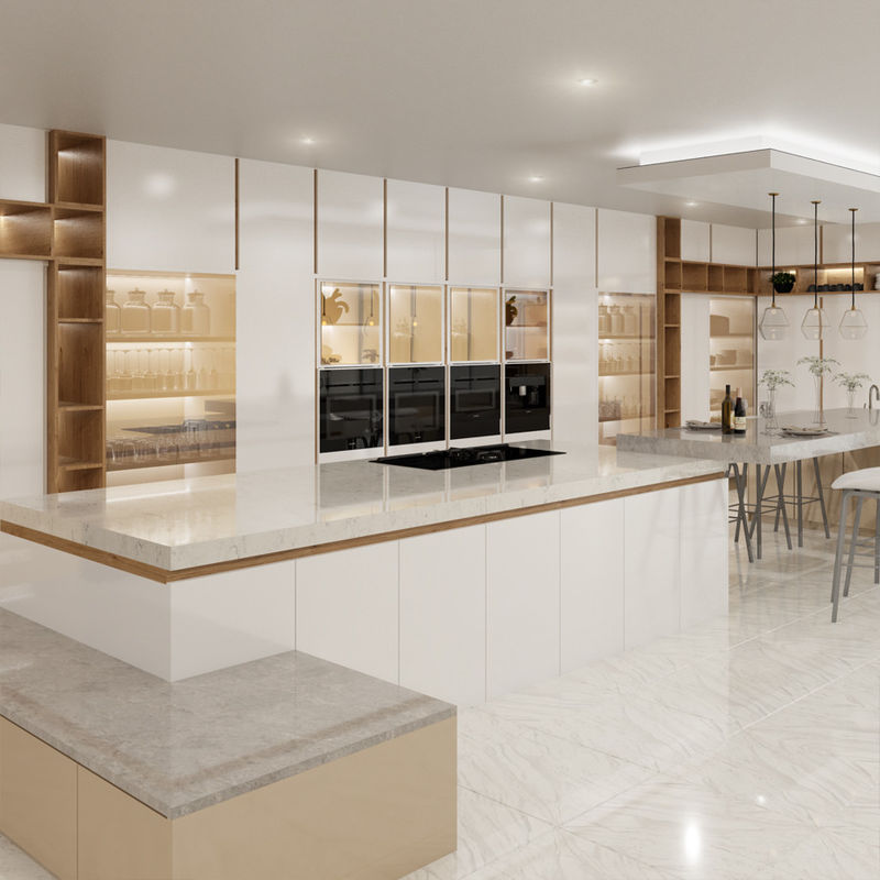 Finitura Customization Wood Cucina Armadio con Vernice di colore e contenitore di rifiuti accessori
