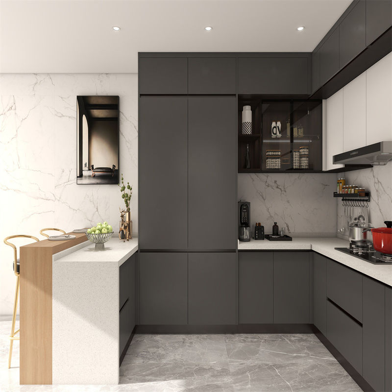 Trasforma la tua cucina con armadi di legno grigio personalizzabili e porte in MDF di YALIG