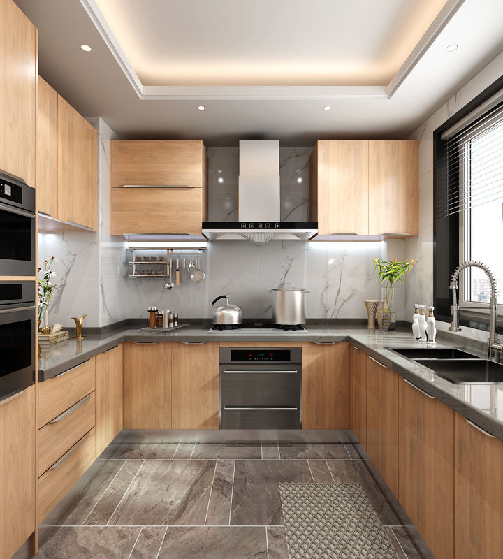Arredamento di cucina grigio laminato Interni Colorato di rivestimento personalizzato per il rinnovamento di appartamenti