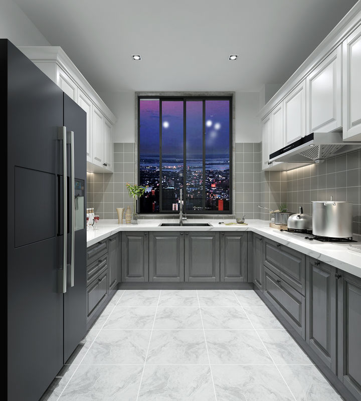 Arredamento di cucina grigio laminato Interni Colorato di rivestimento personalizzato per il rinnovamento di appartamenti