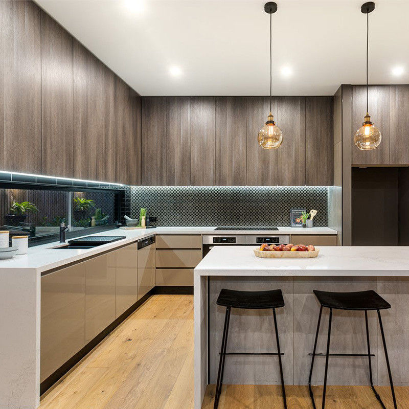 Trattamento della superficie con lacca Armadi di legno per arredi da cucina a colori di finitura personalizzati