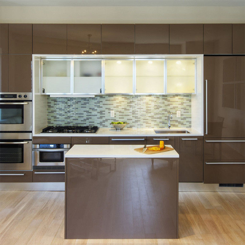 Trattamento della superficie con lacca Armadi di legno per arredi da cucina a colori di finitura personalizzati