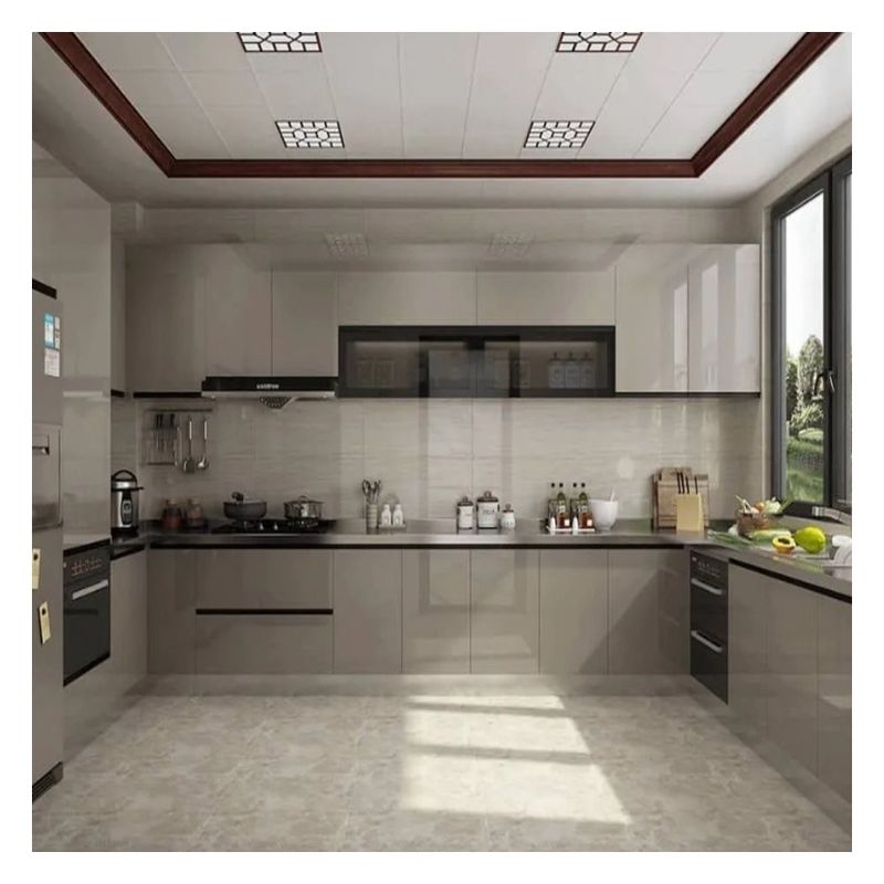 Armadi di cucina modulari personalizzati con disegno senza vernice lucente e pannello della porta del frullato