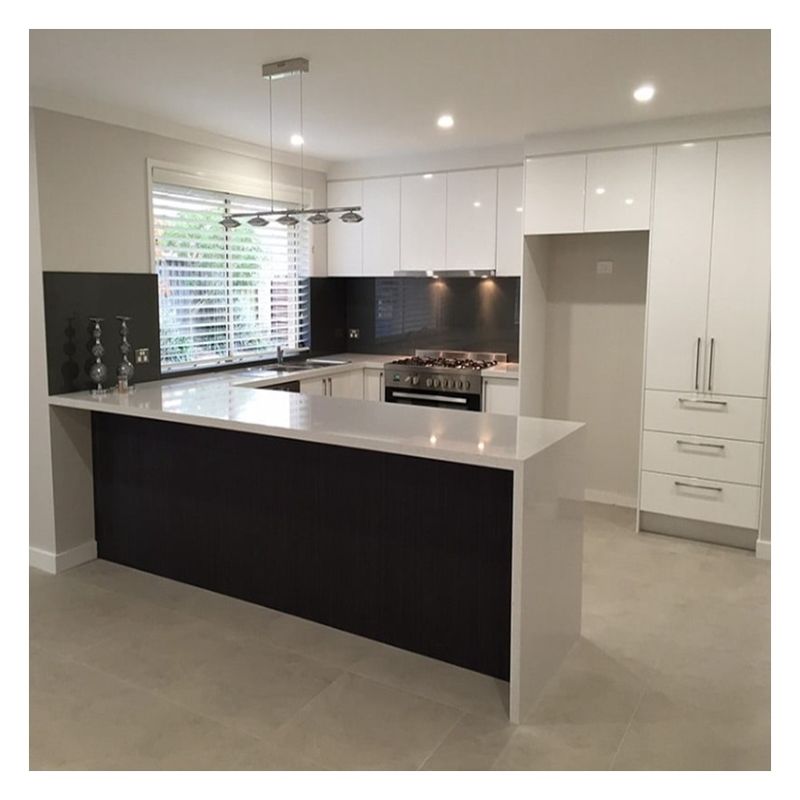 Armadi di cucina modulari personalizzati con disegno senza vernice lucente e pannello della porta del frullato