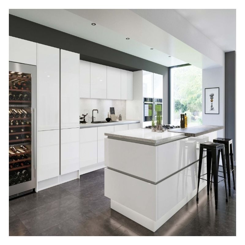 Armadi di cucina modulari personalizzati con disegno senza vernice lucente e pannello della porta del frullato