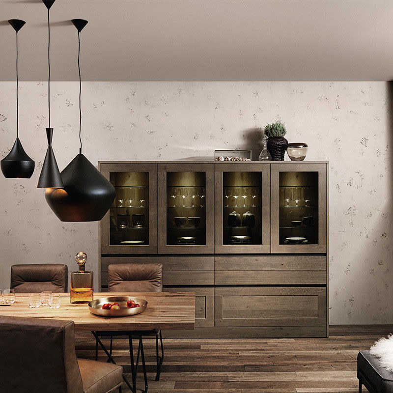 Armadi da cucina in legno massello con bordatura di bancone a bordo a guinzaglio e materiale per porte in MDF
