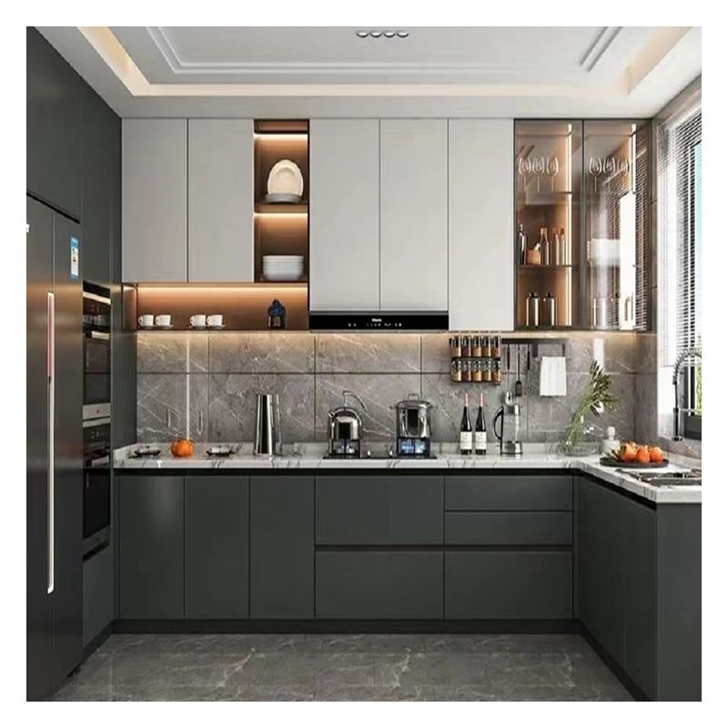 Flat Pack Fitted Kitchen Cabinetry Set con maniglia moderna meno design e accessori