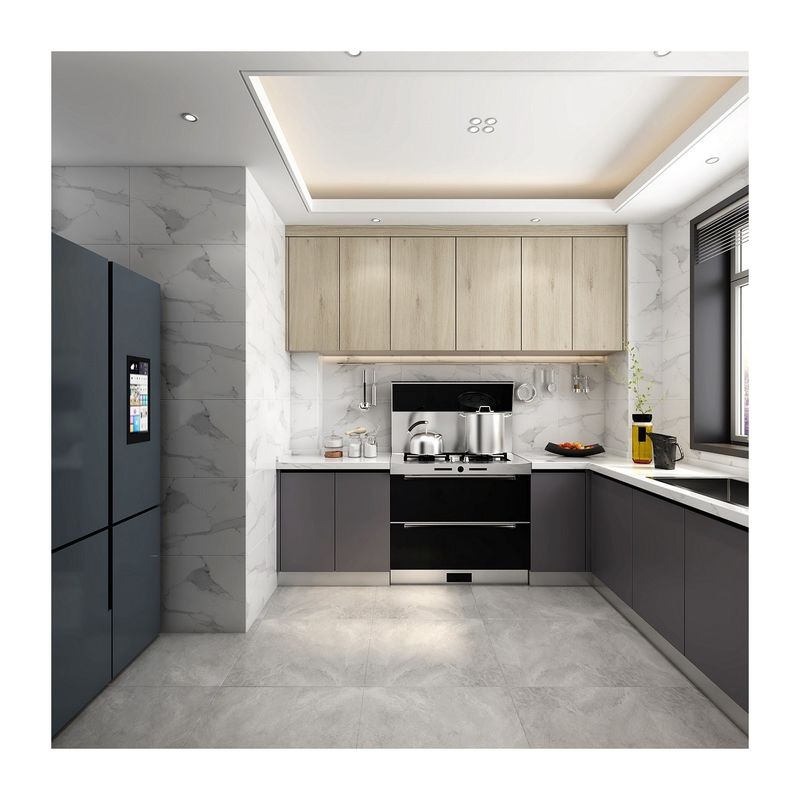 Materiale di porta in compensato a bordo piatto High End impermeabile Moderno Design Modulare Armadio Cucina