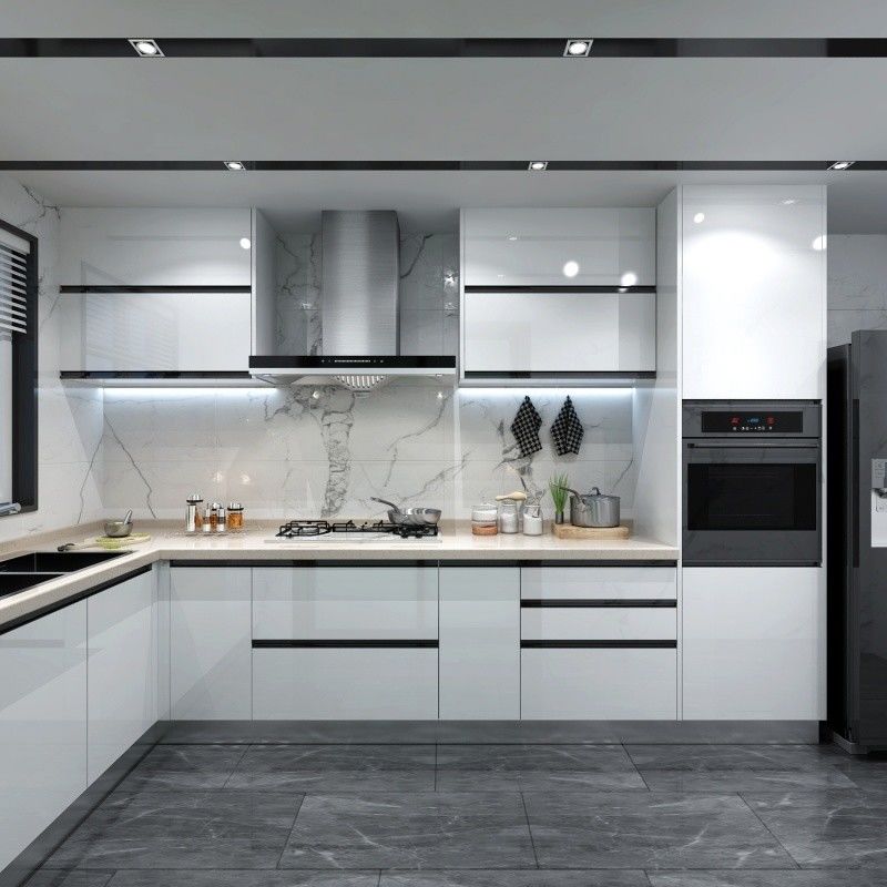 Finitura naturale tutto vetro design cucina angolo manico mobili per armadi YALIG