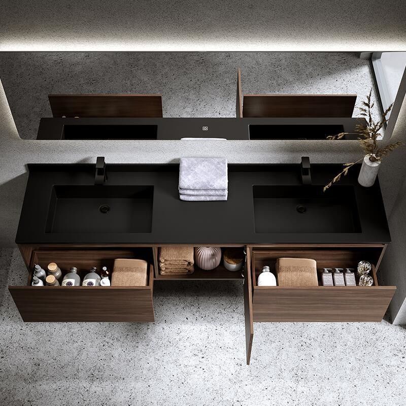 Vanità da bagno in stile euro con larghezza personalizzata e materiale di carcassa MR-MDF dall'alto
