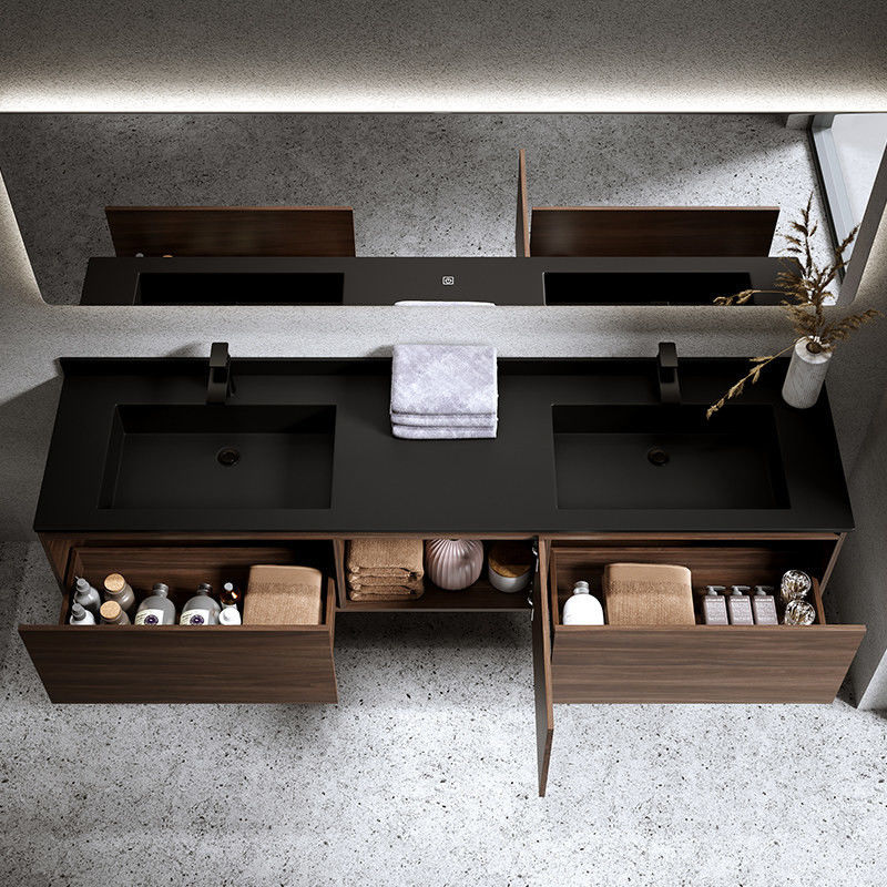 MR-MDF in stile europeo Luxury Modern Double Sink Bathroom Vanity su ordinazione personalizzata