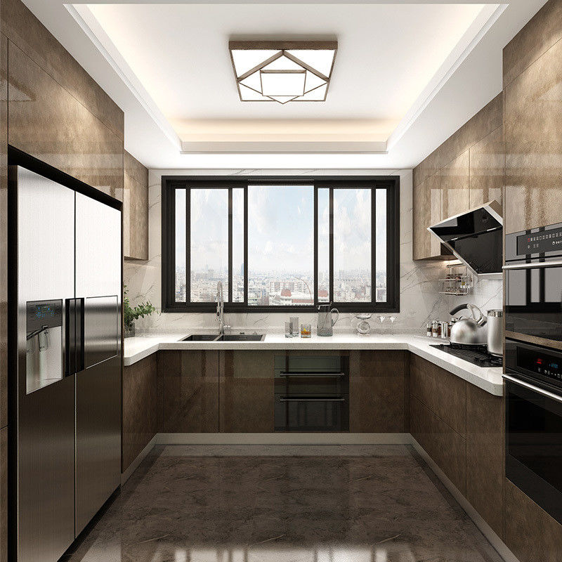 Armadi di cucina in legno intelligente ad alto lucido per la trasformazione della cucina