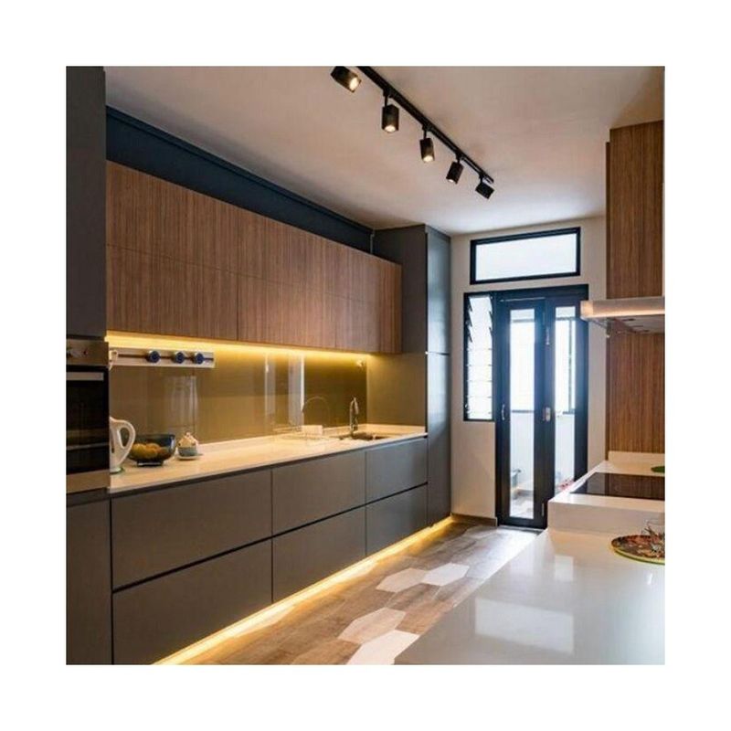 Moderno stile Melamina Tavola Armadio Cucina Set per lusso Smart Legno Appartamento Arredamento