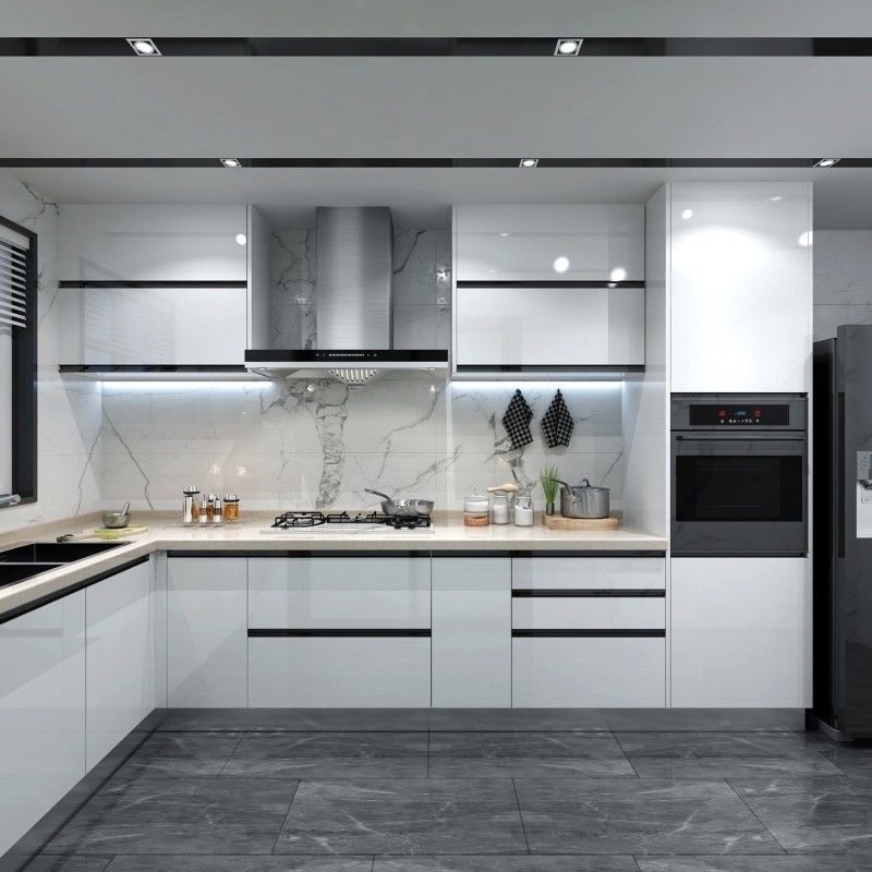Blum Hardware Moderno Design Light Box Armadio da cucina per design di piccole cucine colorate