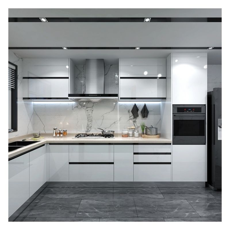 Armadi da cucina in legno massello a colori personalizzati per una pulizia facile in un design minimalista