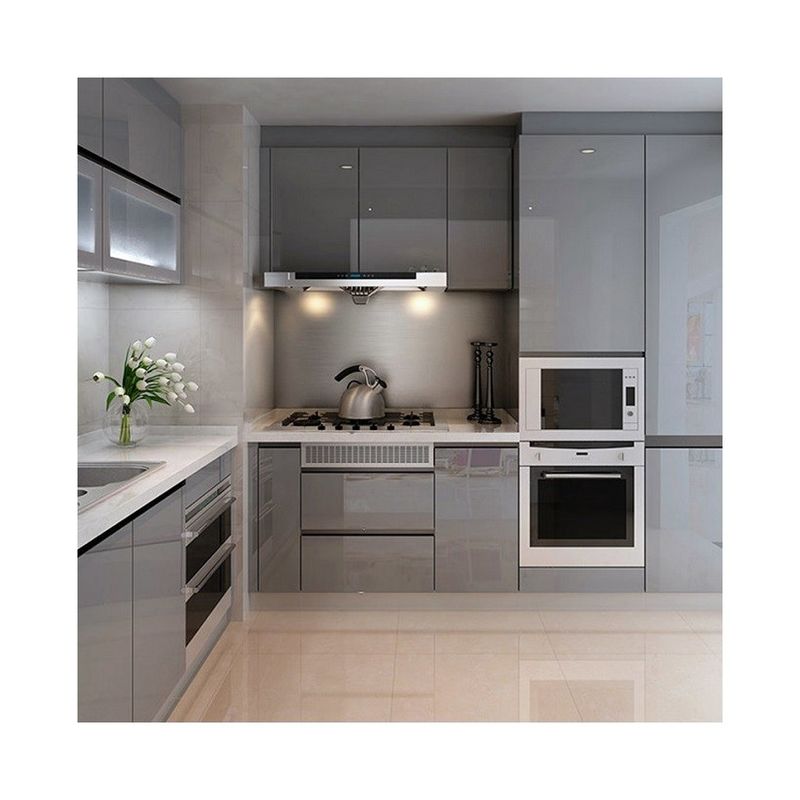 Armadi di cucina modulari in legno ad alta lucentezza e impermeabilità in stile europeo con dimensioni personalizzate