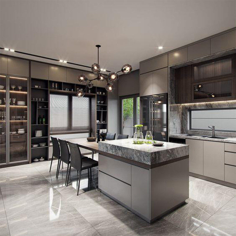 Armadi di cucina modulari in legno ad alta lucentezza e impermeabilità in stile europeo con dimensioni personalizzate