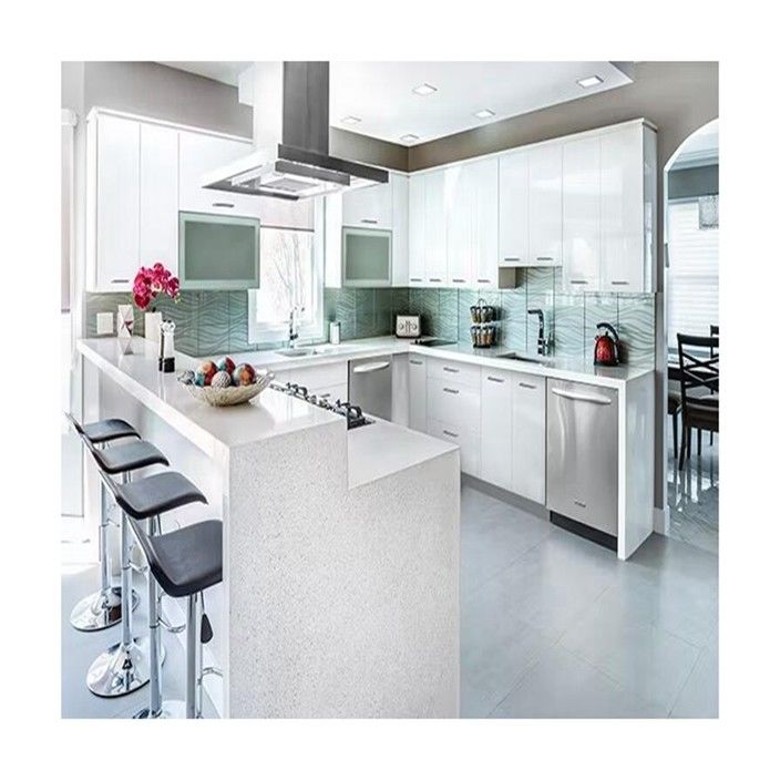 Armadietto da cucina multi-capacità con finitura in lacca facile da pulire CAD / 3D liberamente