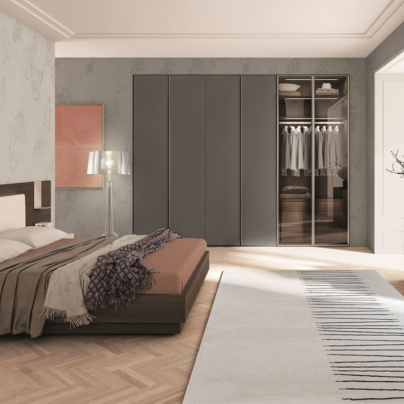 Moderni mobili set per camera da letto Armadio Parete progettazione integrata e opzioni 2D / 3D