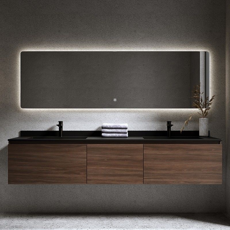 Arredamento Moderno Bagno Armadi Vanità Con Porte Specchiate E Punte di Pietra Quarzo