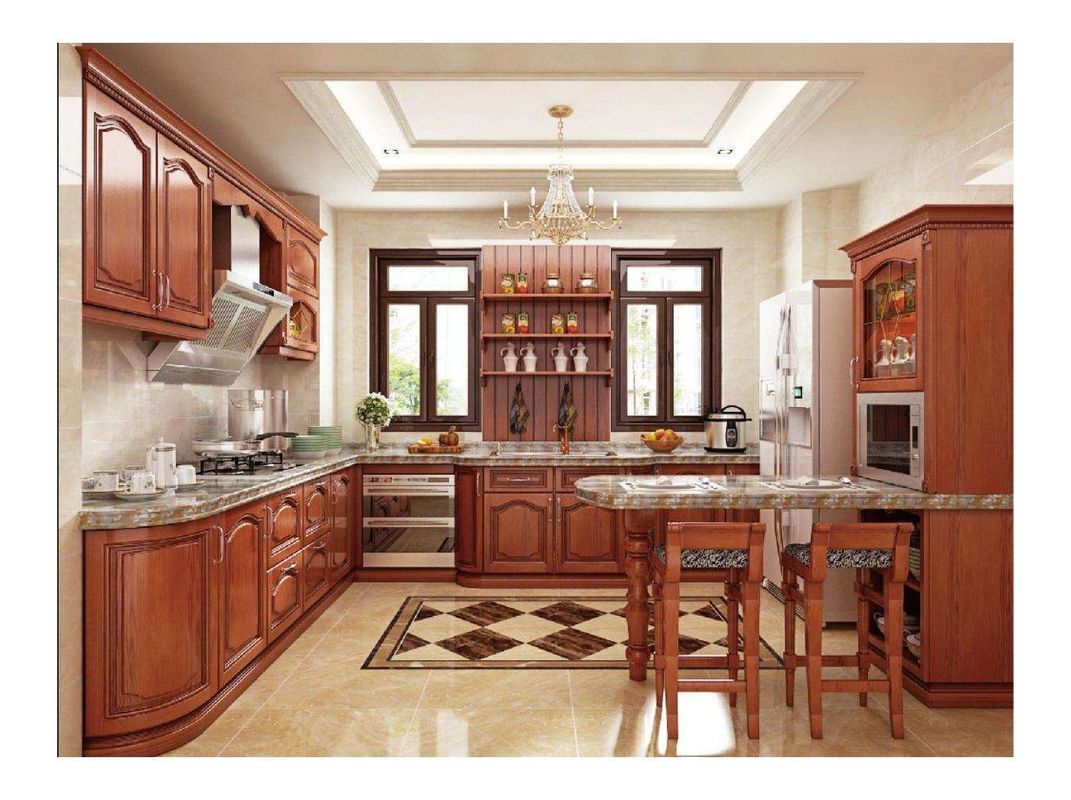 Moderno armadietto da cucina in legno massello con pannello di porta a membrana in PVC e disegni distintivi