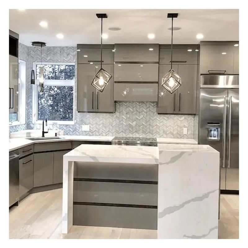 Moderni armadietti da cucina in acero massello in stile bianco in modello semplice