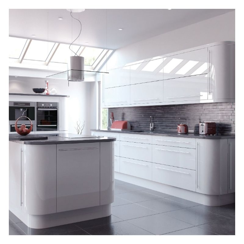 Moderni armadietti da cucina in acero massello in stile bianco in modello semplice