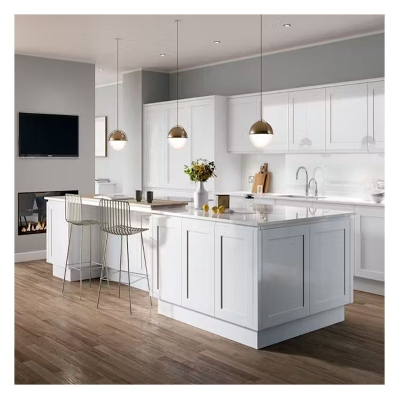 Moderni armadietti da cucina in acero massello in stile bianco in modello semplice