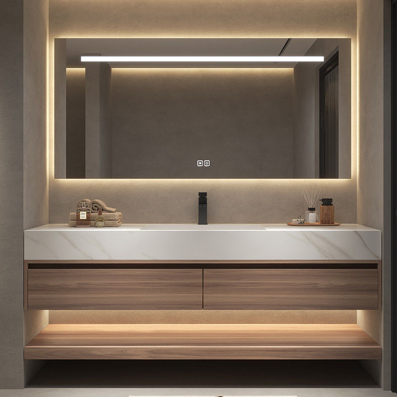 Quartz Stone Contoff Moderno Muro Montato Doppia Lavabo Vanità per e pratico bagno