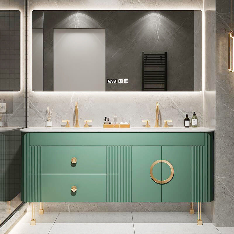 Materiale MR-MDF Doppia vasca a pianta libera Vanità di bagno galleggiante moderna per a basso