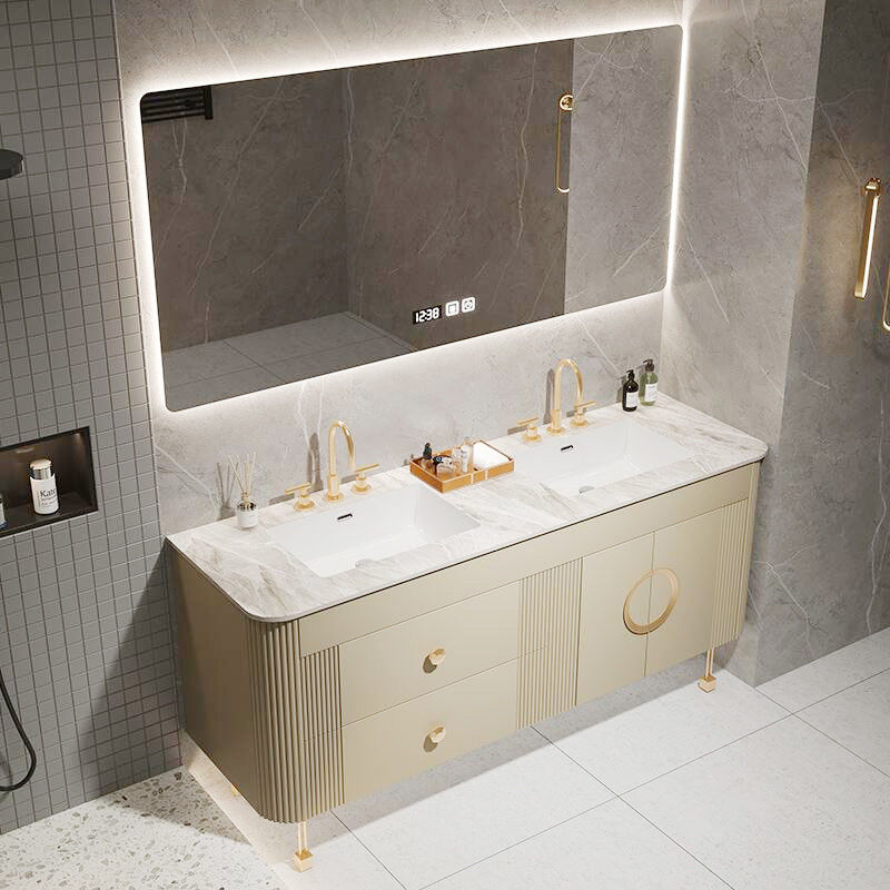 Materiale MR-MDF Doppia vasca a pianta libera Vanità di bagno galleggiante moderna per a basso