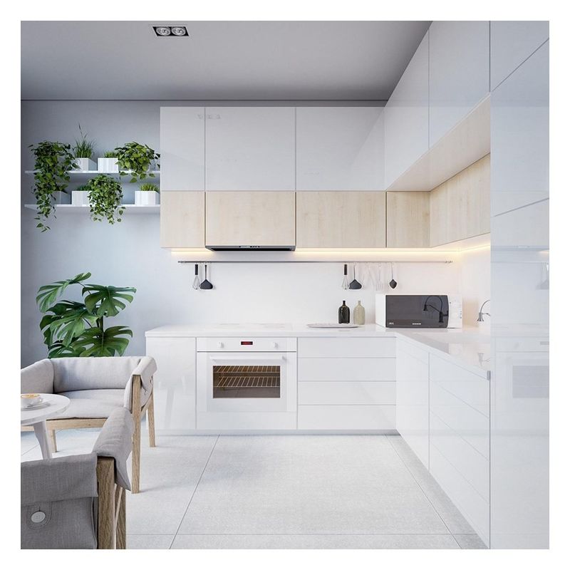 Disegni di colori personalizzati Armadi da cucina eleganti bianchi lucidi Armadi in legno massello