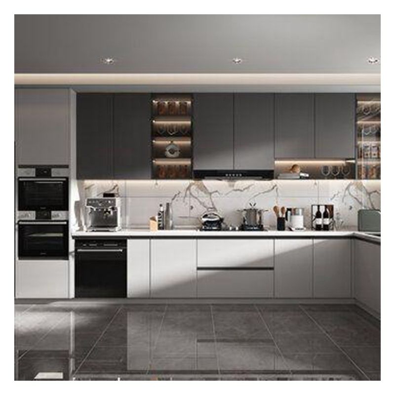 Disegni di colori personalizzati Armadi da cucina eleganti bianchi lucidi Armadi in legno massello