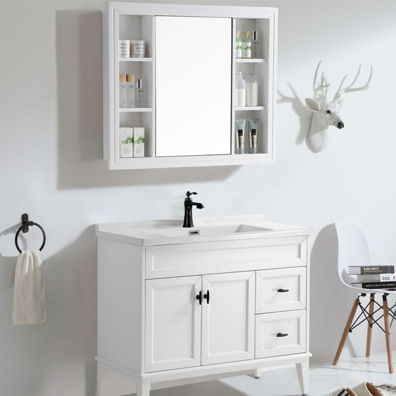 Bagno Vanità PVC/Lacca Porta Finitura Moderno Pavimento in Legno Standing Piccolo Sink Singolo