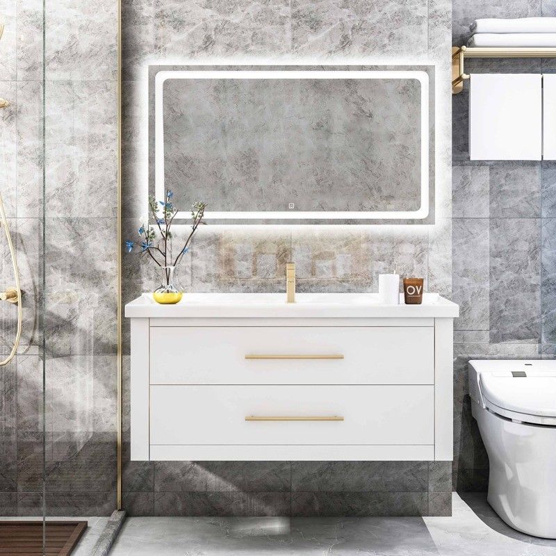 Bagno Vanità PVC/Lacca Porta Finitura Moderno Pavimento in Legno Standing Piccolo Sink Singolo