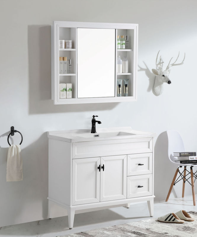 Vanità impermeabile per bagno su misura di fascia alta con lavandino e finitura della porta in PVC/lacca
