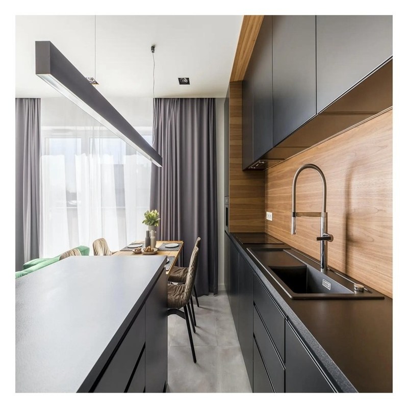 Armadietti da cucina modulari sconto Porte in cartone di melamina a grana scura per grandi cucine