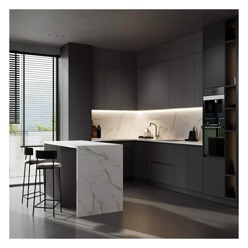 Armadietti da cucina modulari sconto Porte in cartone di melamina a grana scura per grandi cucine