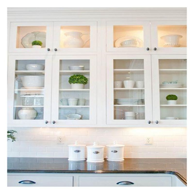 Vendere armadietti da cucina modulari in vetro a montatura in alluminio bianco con materiale per porte in MDF