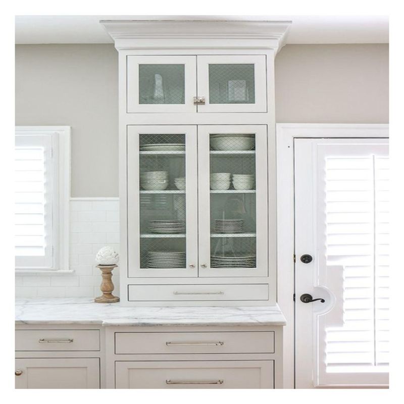 Vendere armadietti da cucina modulari in vetro a montatura in alluminio bianco con materiale per porte in MDF