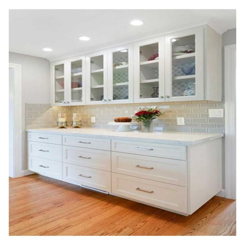 Vendere armadietti da cucina modulari in vetro a montatura in alluminio bianco con materiale per porte in MDF