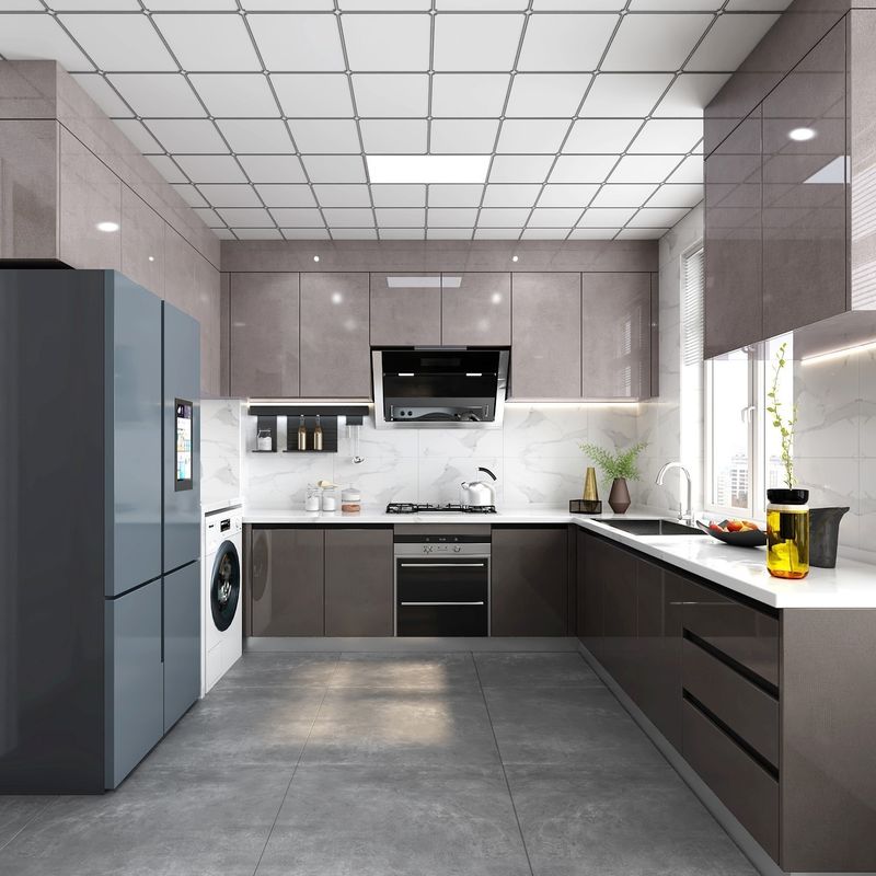 Arredamento di cucina moderno con finitura a finitura impermeabile e ignifuga
